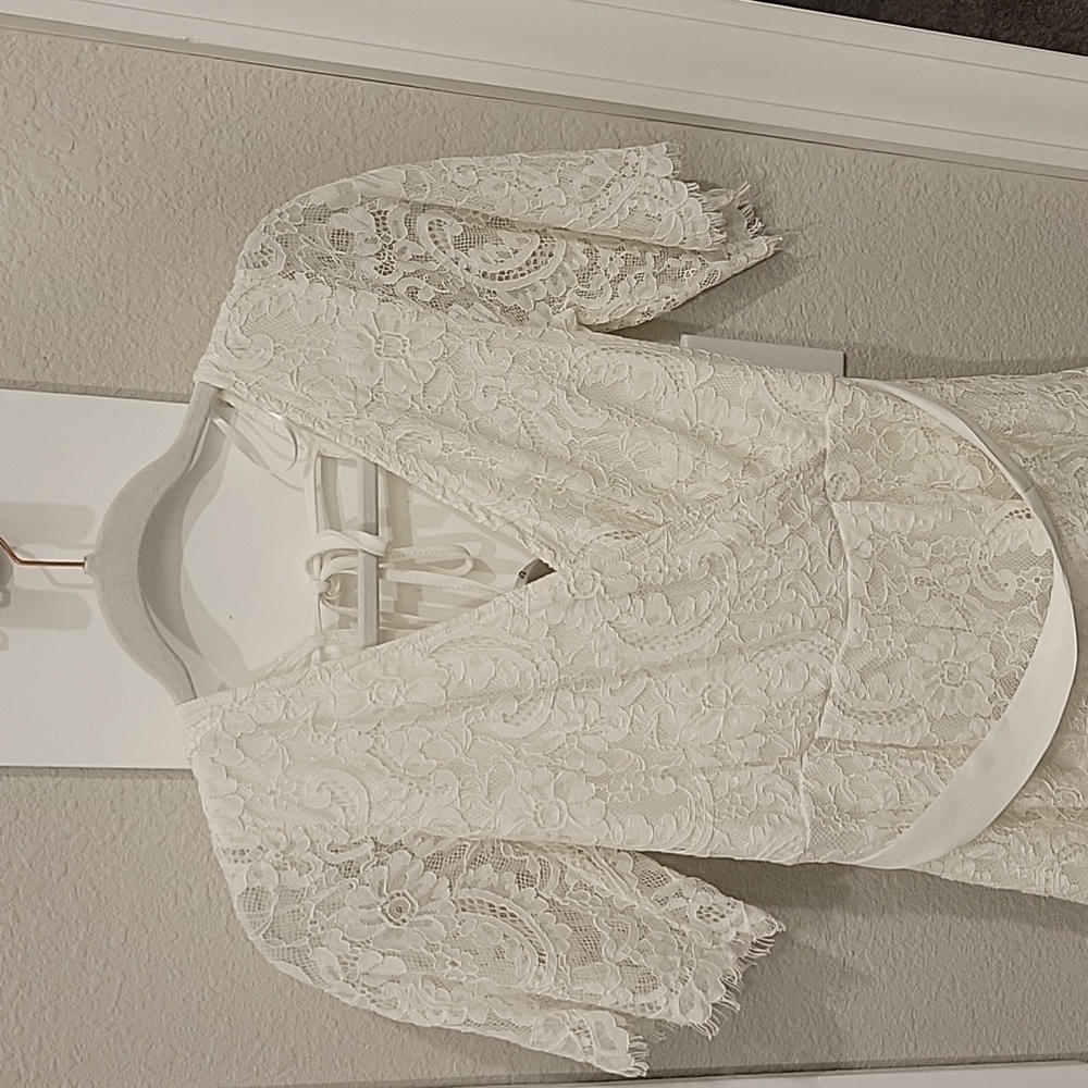 Small white lace short romper